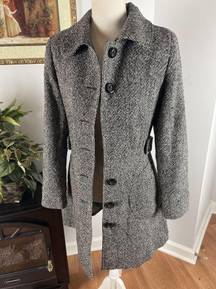 American Rag Tweed Coat Women Small Gray Long Sleeve Collared Button Front