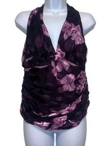 JS collections silk blend floral printed halter corset top size‎ 14