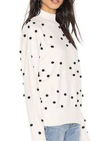 LPA Teza Sweater in Cream Polka
Dot Small Pom Poms Black Turtle
Neck Ribbed Wais