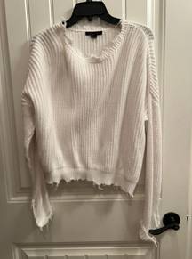 Forever 21 Sweaters | Euc Women's  Cropped Distressed Knit Sweater