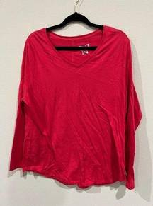 MS Just‎ My Size Womens  Shirt Red Size 2X Long Sleeve V Neck