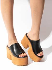 Black Chunky Platform Mule Sandal