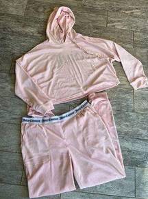 Juicy Couture 2 pc  Sweatsuit Tracksuit Joggers Track Set Pink Barbiecore Large