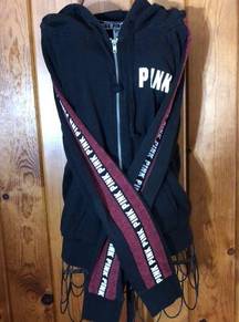 PINK - Victoria's Secret  red and black zip up hoodie size small pink Vs hoodie​