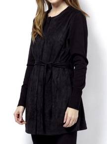 Halston Faux Suede Black Long Line Jacket H by Halston size 0