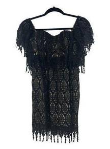 Stone Cold Fox Womens Size XS/S Dress Iowa Off The Shoulder Black Lace Overlay