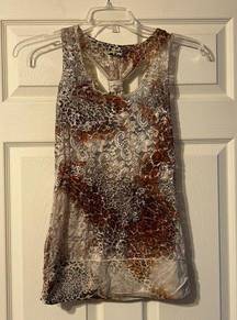 Daytrip Beige Brown Lace Leopard Tank Top Medium