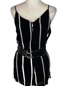 NLW Black white stripe romper size Junior XL button front in excellent condition