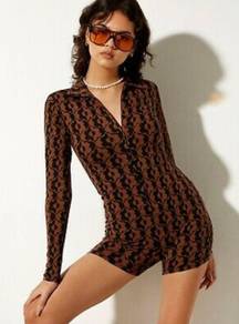 Warna Playsuit Wavy Flower Brown