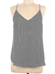 Loft  Chevron Striped Womens Sleeveless Top Large Flowy Tank Camisole Black White