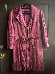 Nine West Lightweight Dusty Rose Mid Length Buttondown Crinkle Coat