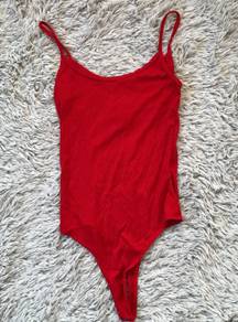 Brandy Melville Red Ribbed Bodysuit