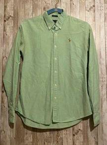 Women's Ralph Lauren Slim Classic Green Long Sleeve Fit Button-Down Shirt 8