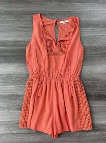 Ya Los Angeles Orange Romper Size M Crochet K6