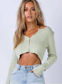 Green Cropped Cardigan