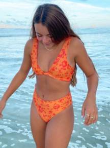 Orange Floral Bikini Set