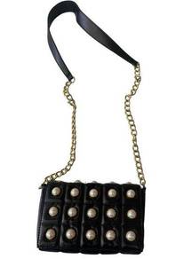 Versona Black Studded Pearls Crossbody Bag