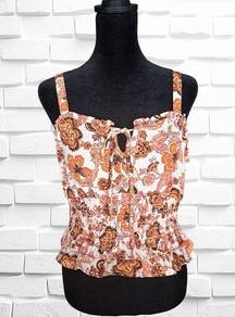 Sienna Sky  Orange Floral Crop Top Size Medium