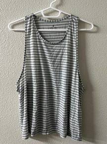 Athleta  Essence Low Muscle Swing Tank Top Grey White Stripe Size Large