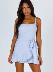 Princess Polly Light Blue Mini Wrap Dress