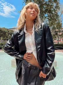 Black Faux Leather Blazer