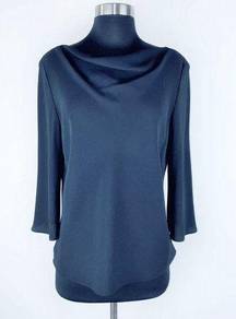 Donna Ricco Black Drape Roll Neck Bell Sleeve Top 12