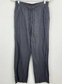 Ellen Tracy Linen Women's 100% Linen Utility Pants Gray Size S