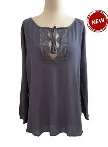 Ellie & Kat Slate Blue Bohemian Long Sleeve Top Size M NWT | 43-3