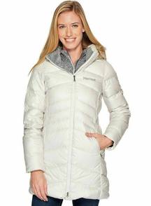 Marmot Women's Montreal Knee-Length Down Puffer Coat, Fill Power 700 OFF WHITE