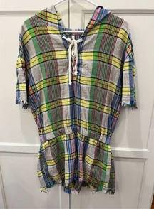 NWOT medium Urban Outfitters Hoodie Romper Plaid Summer