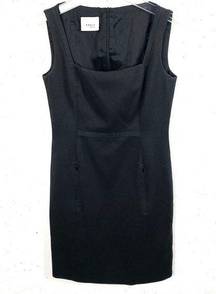 Akris Punto Womens Square Neck Sleeveless Sheath Dress Zip Pockets Cotton Size 6