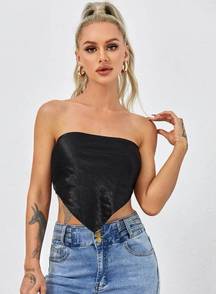 SheIn Black Tie Back Satin Tube Top