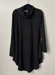 Black Mini Dress Womens Large Long Sleeve Cowl Spring Work Office Casual Flowy N