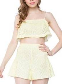 Yellow Eyelet Crop Top