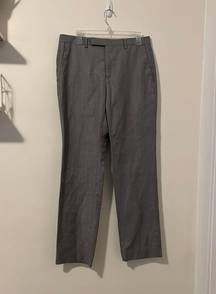 Light Gray Wool Blend Straight Leg Dress Pants