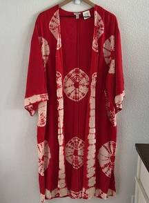 LOGO by Lori Goldstein Beach to Street Tie Dye Duster Kimono in Teaberry US Med