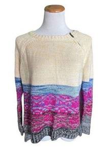 Womens Eyeshadow Zip Neck Waverly Ombre Sweater - Sz M