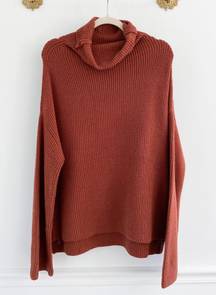 Vici Boutique Orange Rust Turtleneck Flare Sleeve Sweater