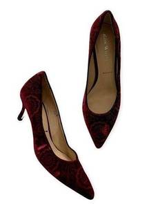 36.5 Ron White | Burgundy Velvet Kitten Heels Pointed Toe Pumps EU