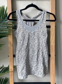 Lululemon Turbo Grey Floral Cut Out Workout Athletic Tank Top