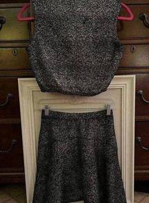 Design Lab black glitter elastic waist flowy skirt NWOT M