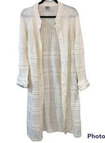 Ades of California Vintage Cream Long Button Down Sweater Cardigan