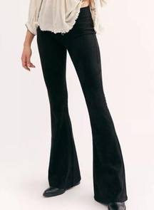 Free People  black vegan leather suede flares pants, Size S/P