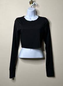 Aerie OFFLINE by  Black Long Sleeve Cropped Top Women's Medium