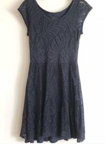 Anthropologie  Deletta Black Lace Floral Dress Women’s Medium