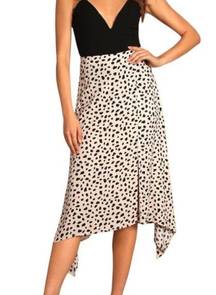 Lulus Lulu’s Set A Trend Cream Leopard Dalmation Print Midi Skirt