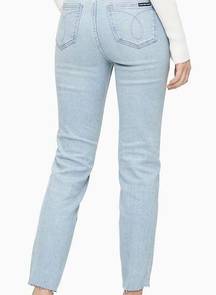 New - Size 32 - NWT Calvin Klein High Rise Straight Leg Raw Hem Ankle Jeans 90…