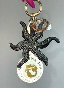 NEW Spartina 449 Mystic Mermaid Black Starfish 18k Gold Key Fob Chain Bag Charm