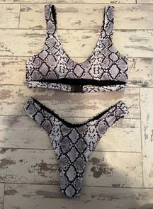 SheIn zaful snakeskin buckle bikini set