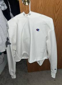 Champion White Cropped Hoodie